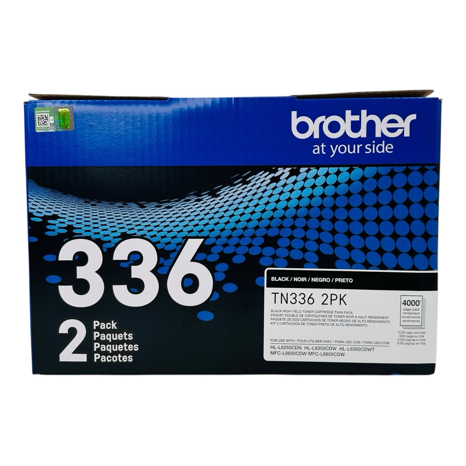 Genuine Brother TN336BK 2 Pack TN336 Black Toner Cartridge High Yield Twin Pack