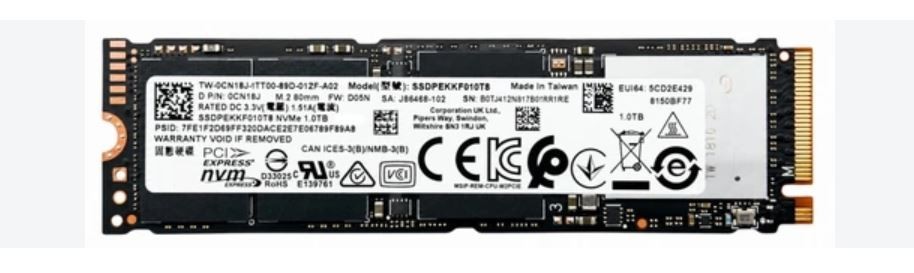 Dell 1TB NVMe 2280 M.2 PCIe G3 x4 SSD SSDPEKKF010T8 Intel Pro 7600p 0CN18J CN18J