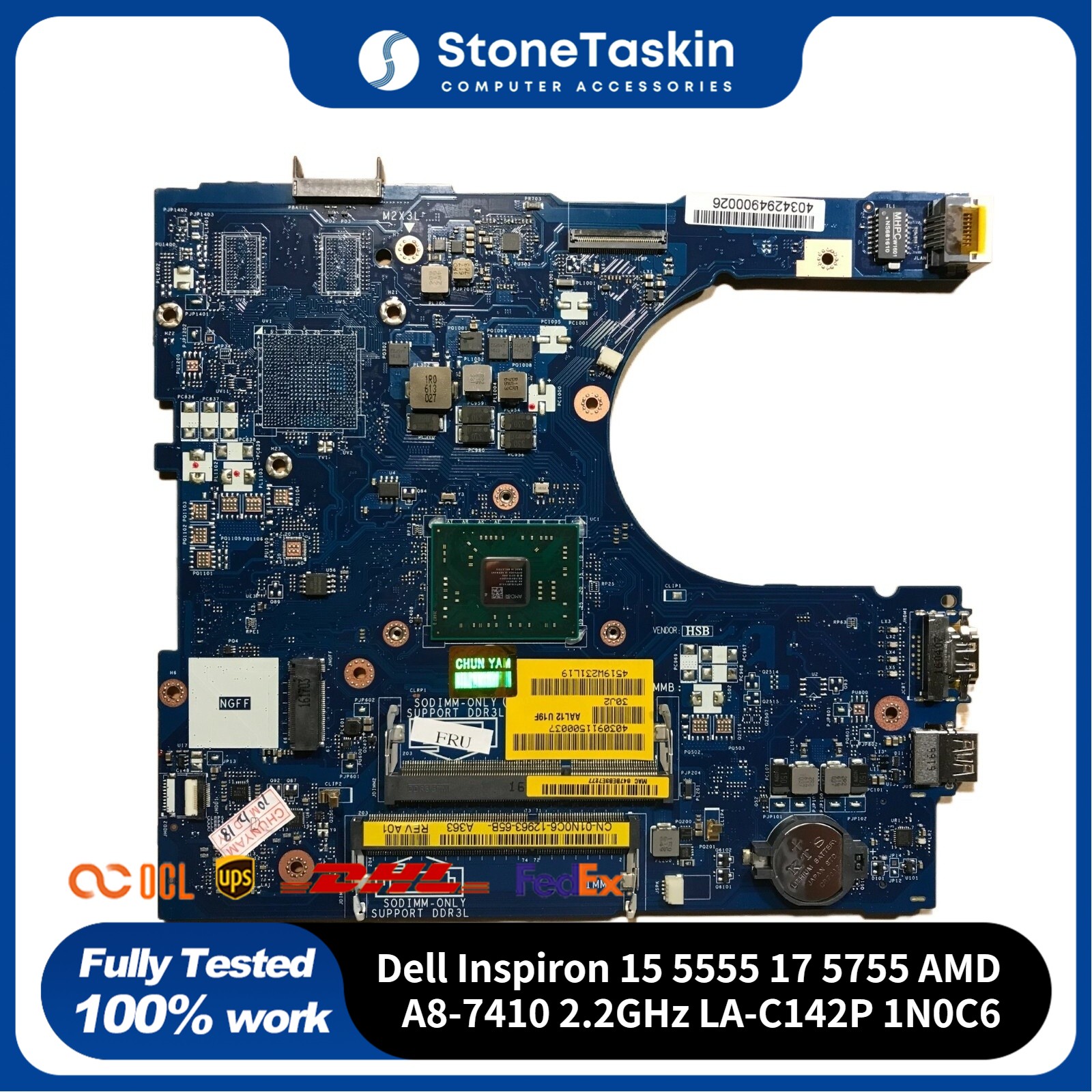 For Dell Inspiron 15 5555 17 5755 AMD A8-7410 2.2GHz Motherboard LA-C142P 1N0C6