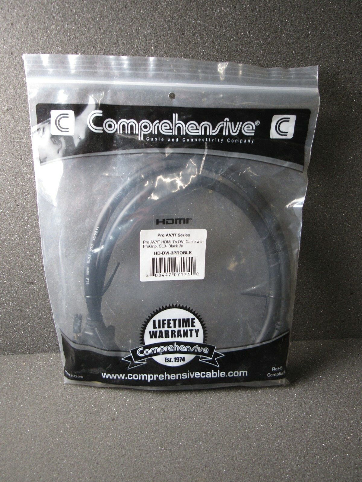 Comprehensive 3' HR Pro Series HDMI Male to DVI-D Male Cable #HD-DVI-25PROBLK