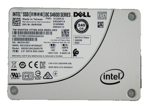 Dell 0V6YD5 Intel DC S4600 SSDSC2KG240G7R 240GB 6G SATA 2.5" Solid State Drive