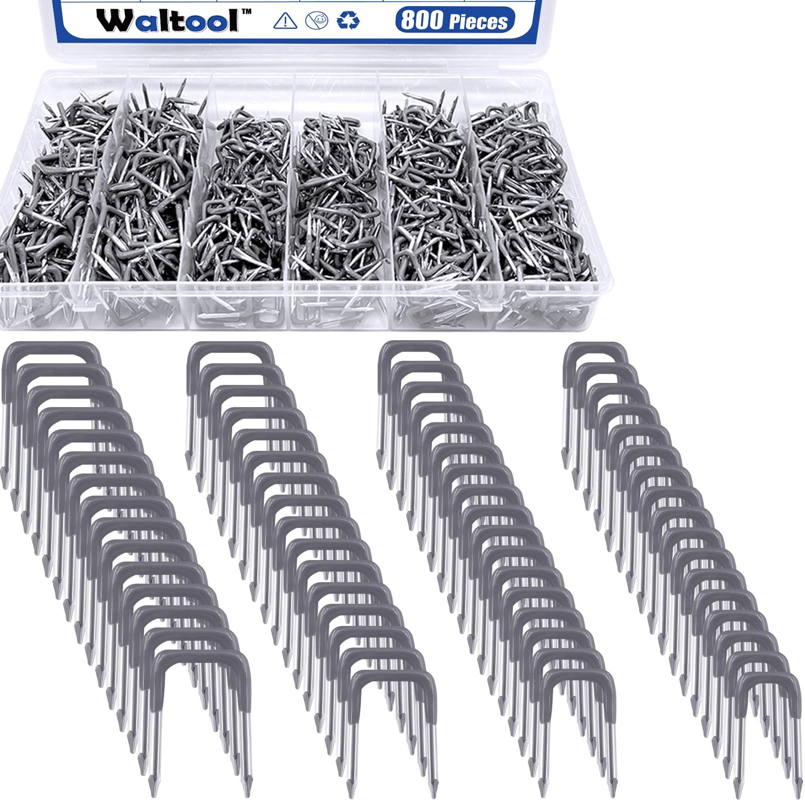800 PCS Carbon Steel Insulated U Staple Nail Fits 0.56 0.44 0.41 0.36 Inch