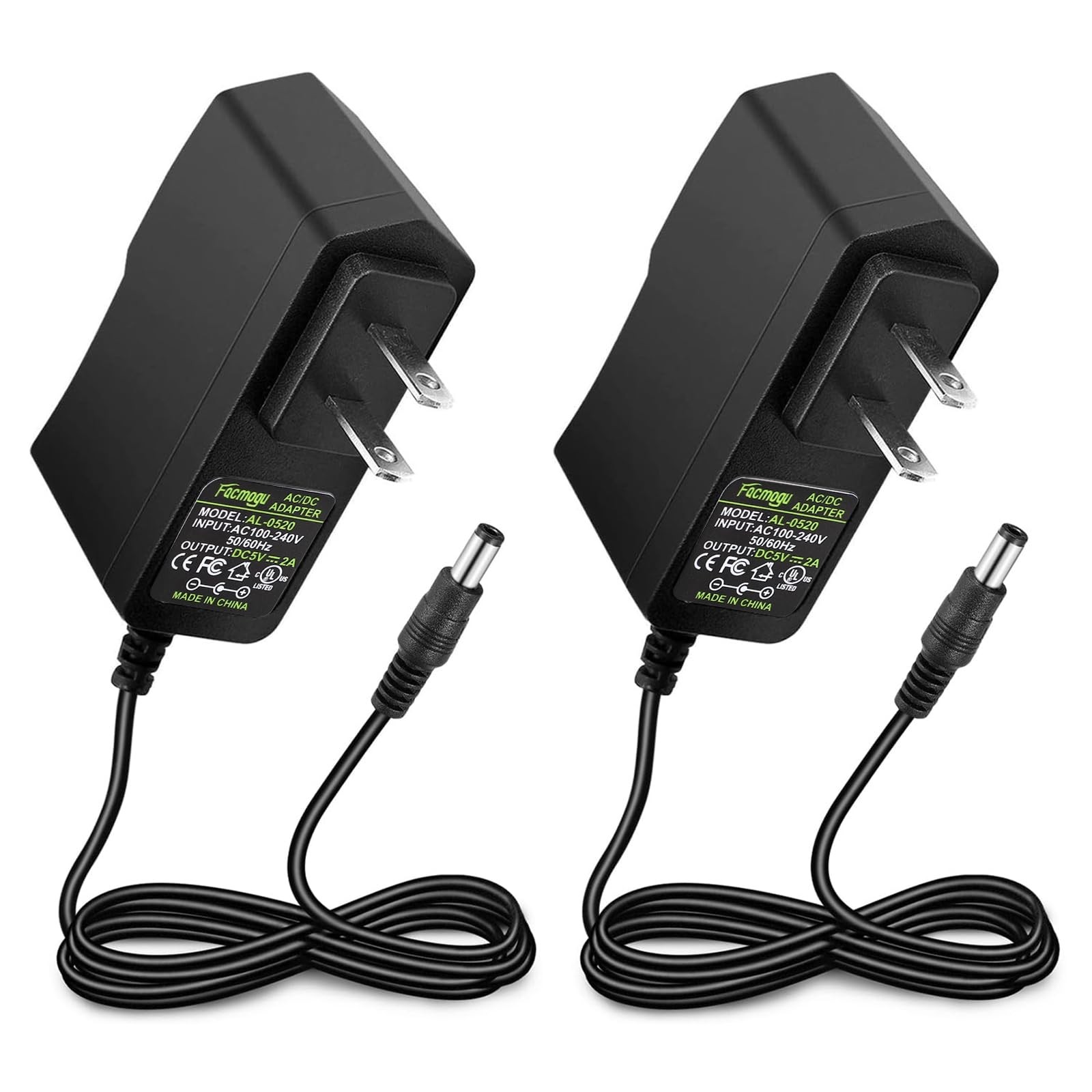 2 Pack 5v 2a Power Adapter, Ac 100-240v 50-60hz To Dc Converter