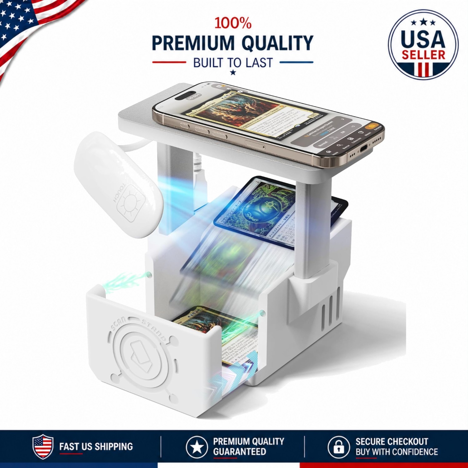 Lightweight 3D-Printed Card Scanner Stand for Trading Cards - Compact & Sturdy