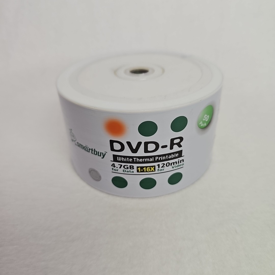 Smartbuy DVD-R 4.7GB 16X White Thermal Printable Blank Discs 50 Pack