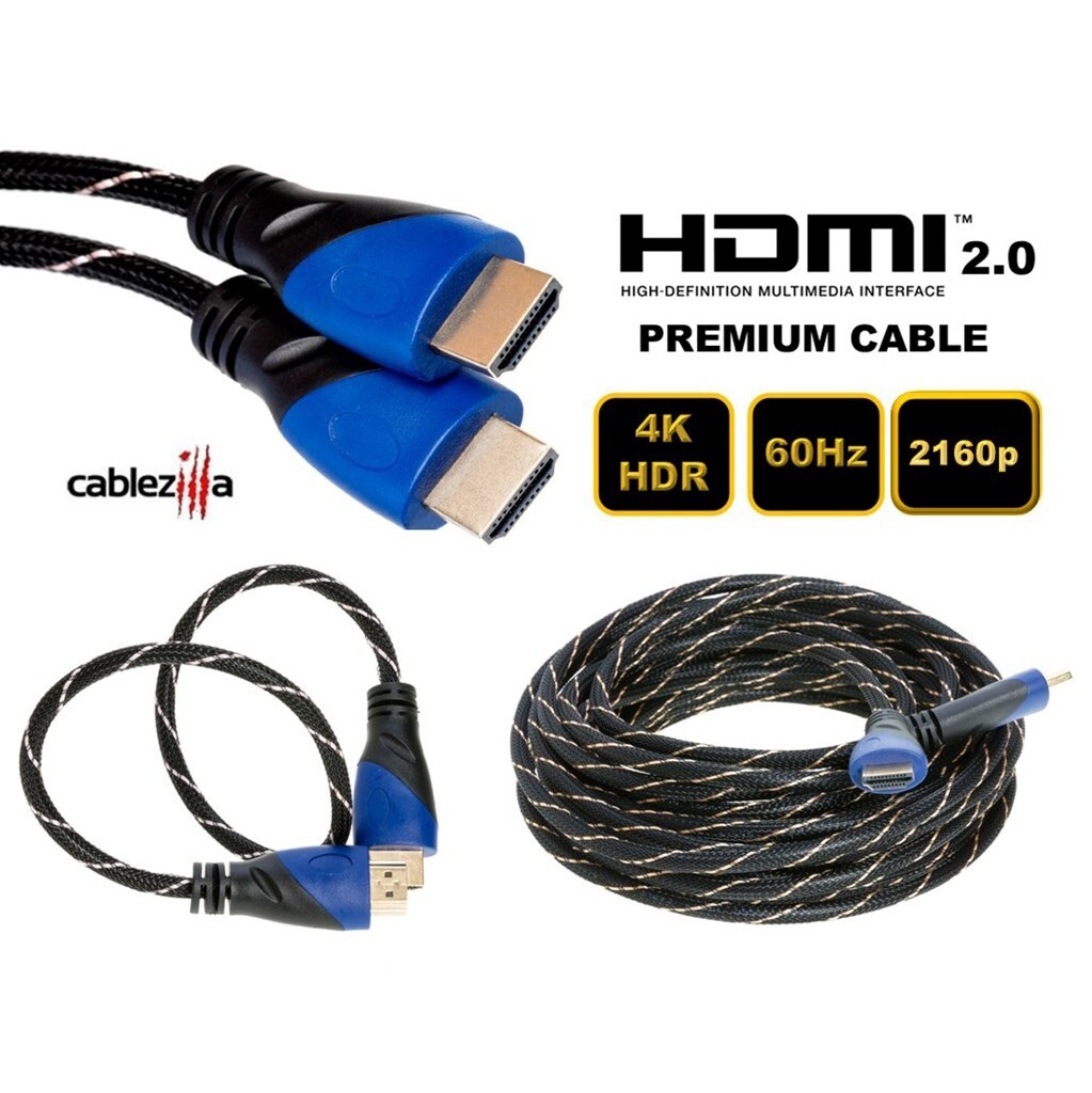 4K HDMI 2.0 Premium Braided Cable ARC 60Hz HDR 2160p 3D HDTV 1.5ft-50ft Pack LOT