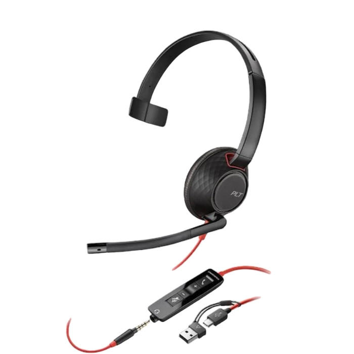 HP Poly Blackwire 5210 Mono USB-A Headset Noise Cancelling Mic 3.5mm 80R98AA