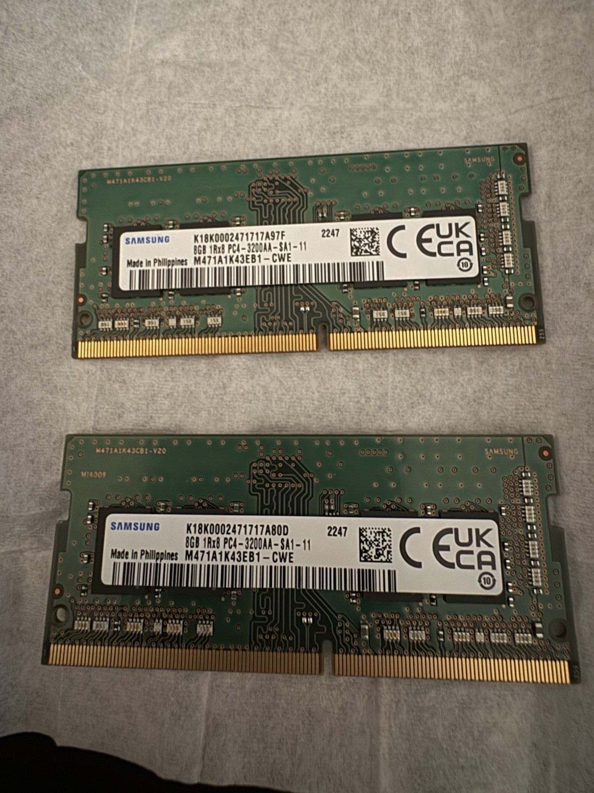 Samsung 16GB (2x8GB) DDR4 3200MHz SODIMM Notebook 1Rx8 R471A1K43EB1-CWE RAM 