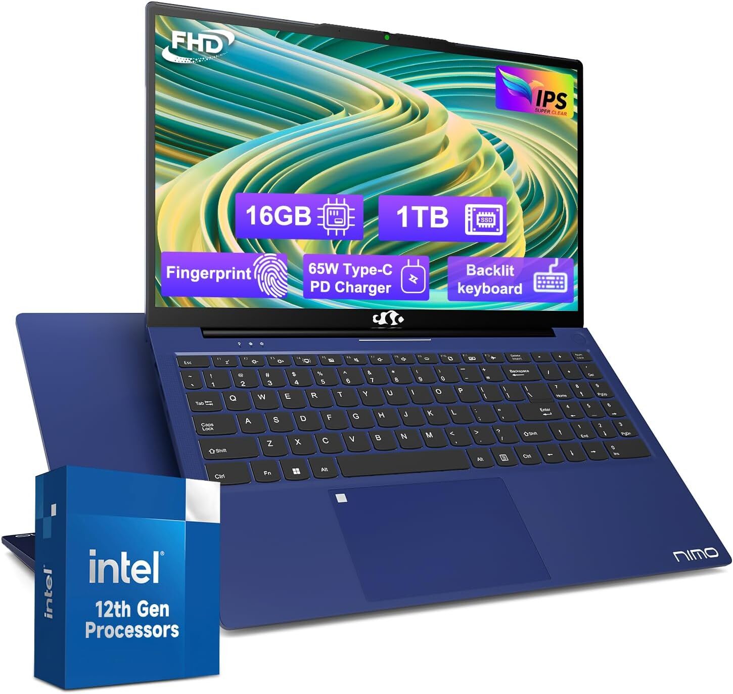NIMO 15.6'' IPS FHD-Laptop, 16GB RAM 1TB SSD Intel Pentium Quad Core N100 Win11