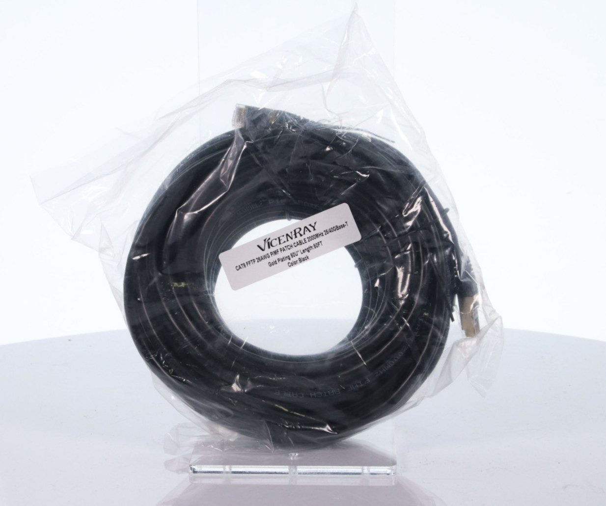 VICENRAY CAT8 FFTP 26AWG PIMF Patch Cable 2000MHz T 50FT Gold plated