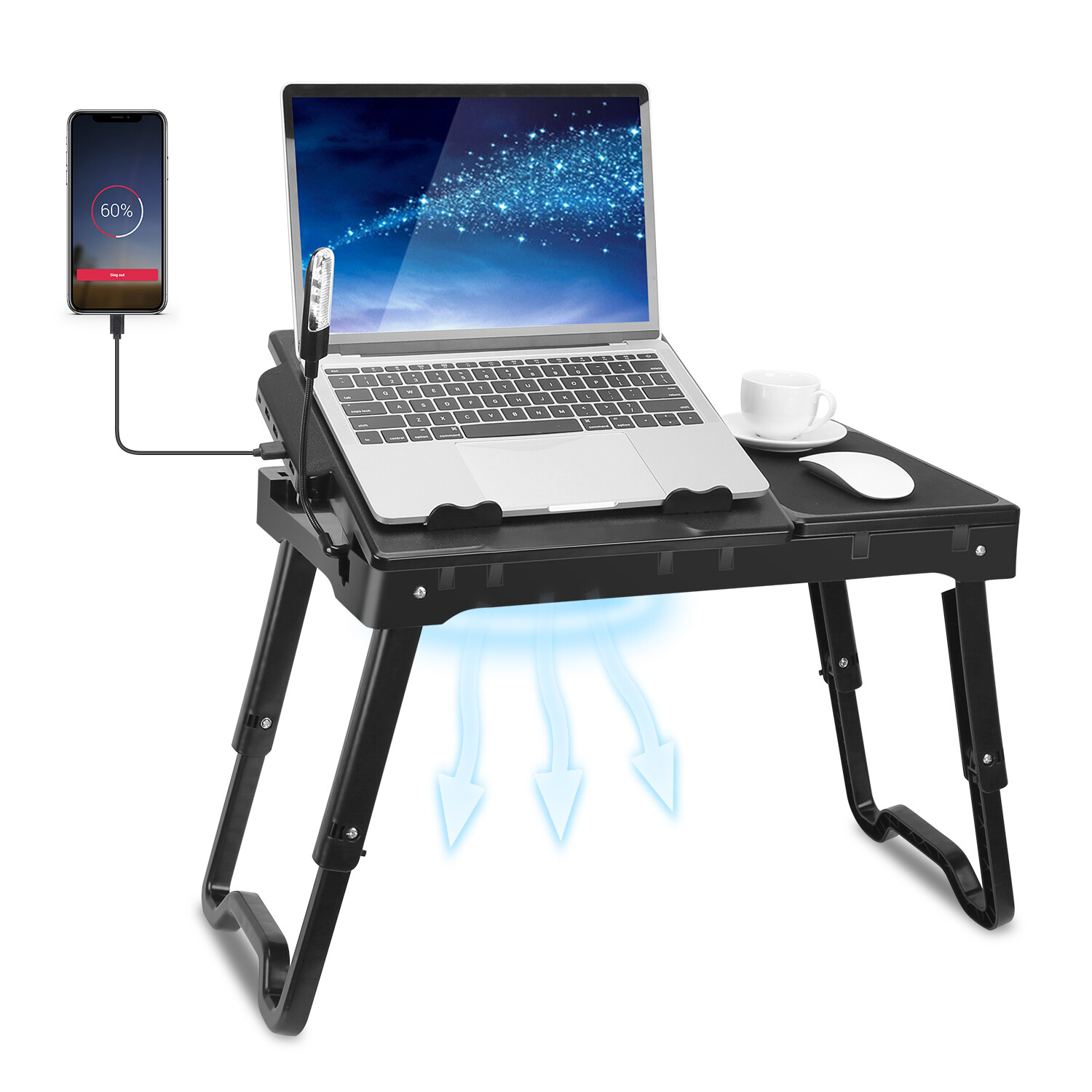 IMountTek Multi-Functional Lightweight Adjustable Laptop table Black