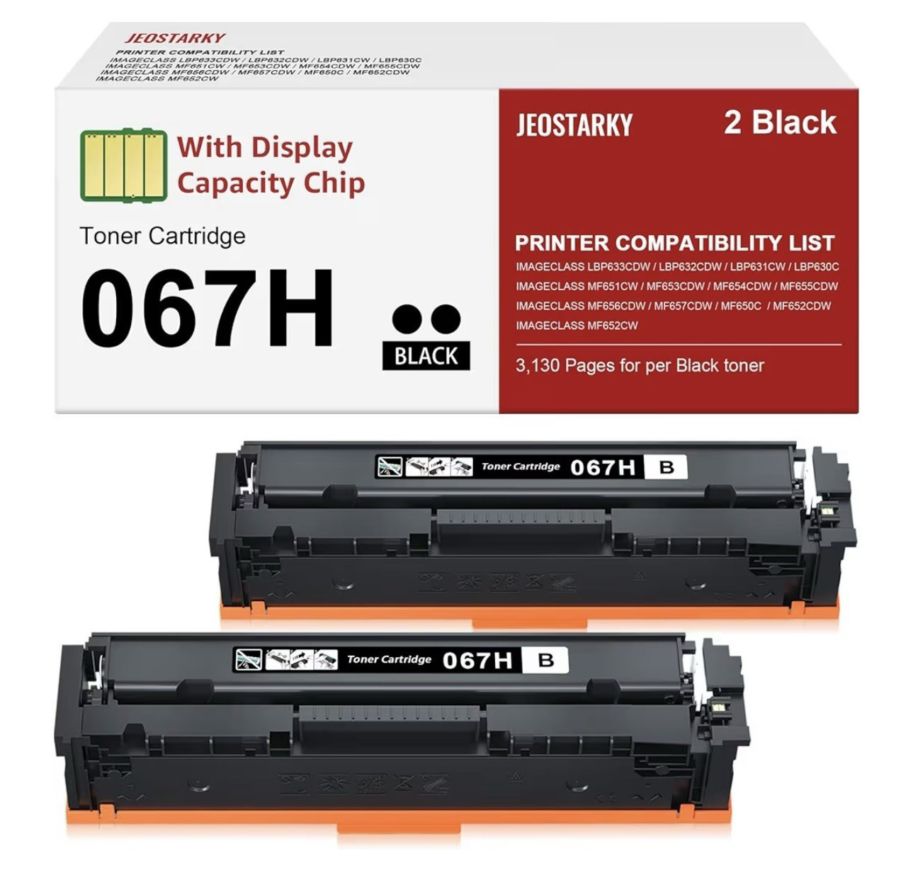 JEOSTARKY Compatible Canon 067H Black Toner Cartridge 2-Pack Laser