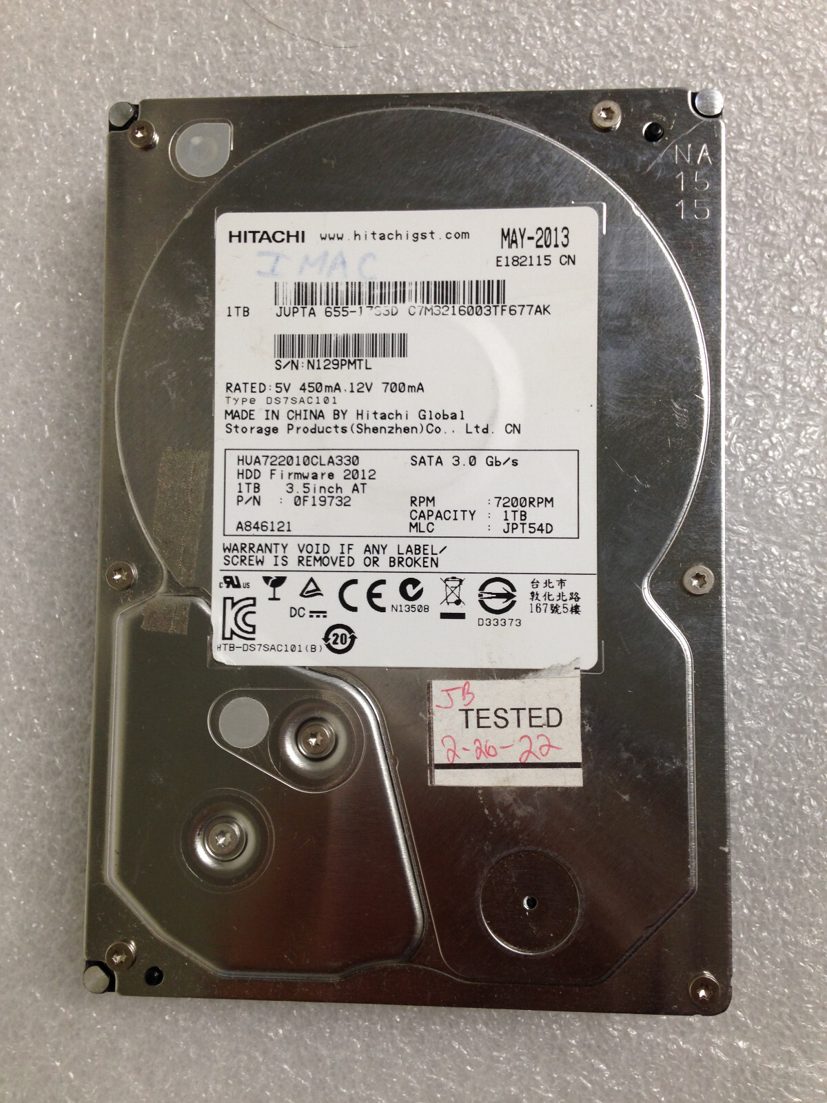 Hitachi HUA722010CLA330, PN 0F19732 SATA 1TB 3.5'' Hard Drive