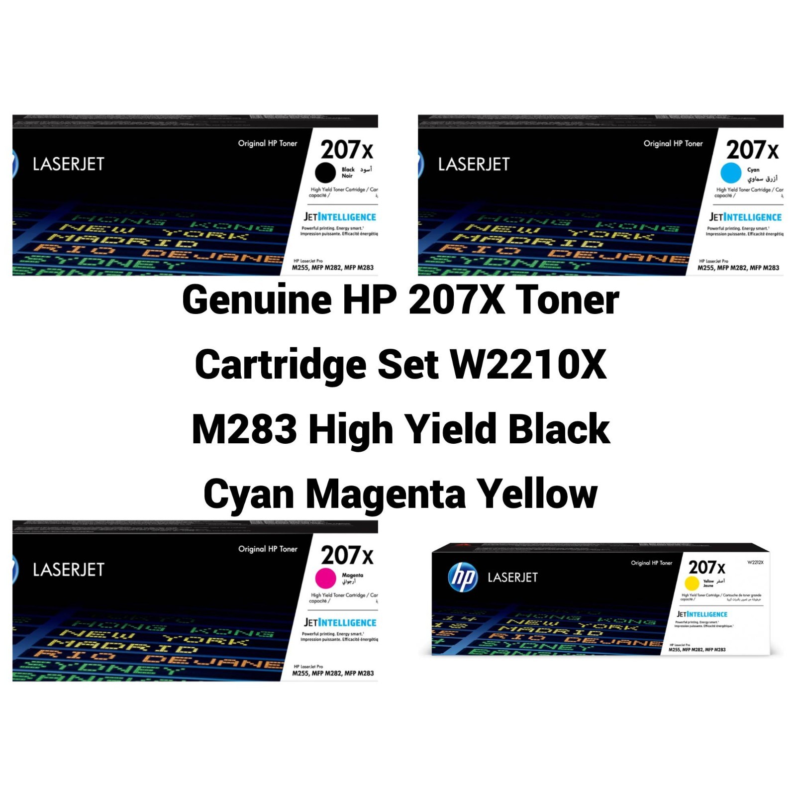 Genuine HP 207X Toner Cartridge Set W2210X M283 High Yield Black Cyan Mag Yellow