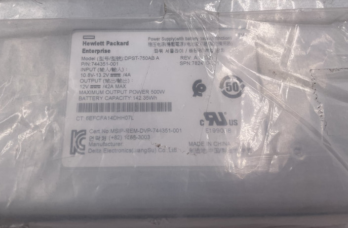 HPE DPST-750AB A POWER SUPPLY WITH BATTERY BACKUP FUNCTION 744351-001