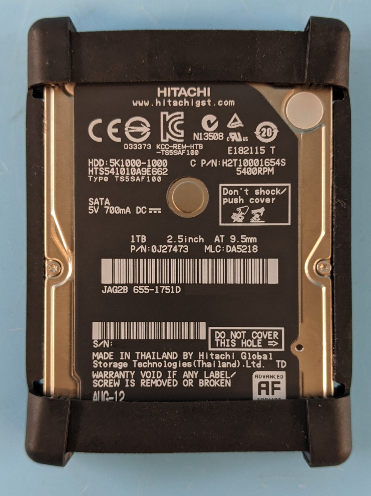 Lot of 5 Apple 655-1751D 1TB HDD HGST HTS541010A9E662 2.5 9mm SATA-3 8MB 5400