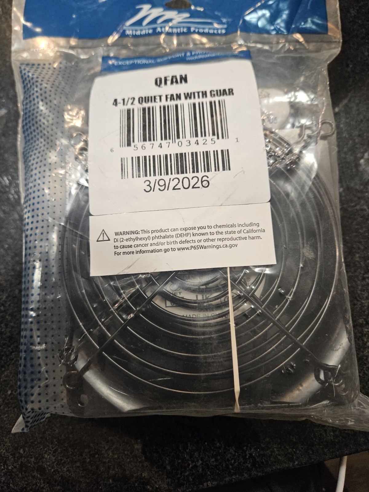 Middle Atlantic QFAN 4-1/2 Quiet Fan With Guard