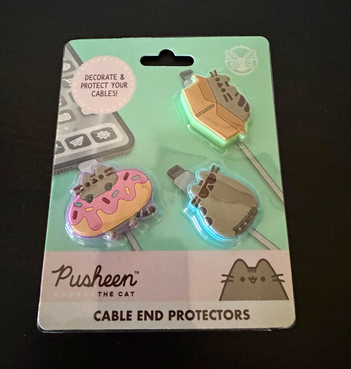 Pusheen The Cat Cable End Protectors 3-Pack Plastic Multicolor New