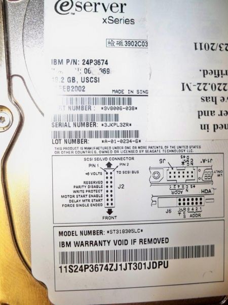 18.2gb 10k scsi,24p3674 06p5369 eserver xseries,01jan2002,st318305lc