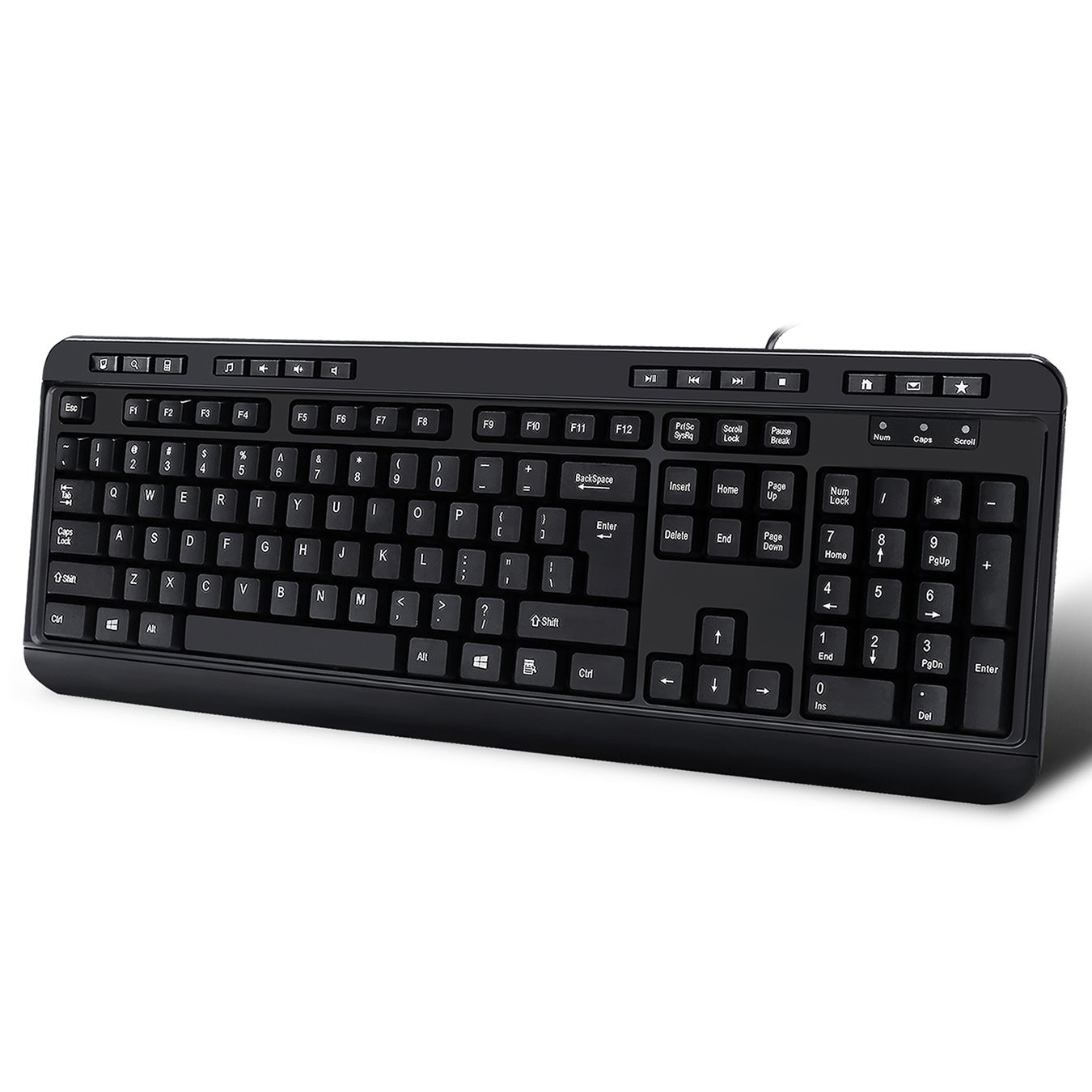 AKB-132HB Multimedia USB Keyboard with 3 Hubs, Black