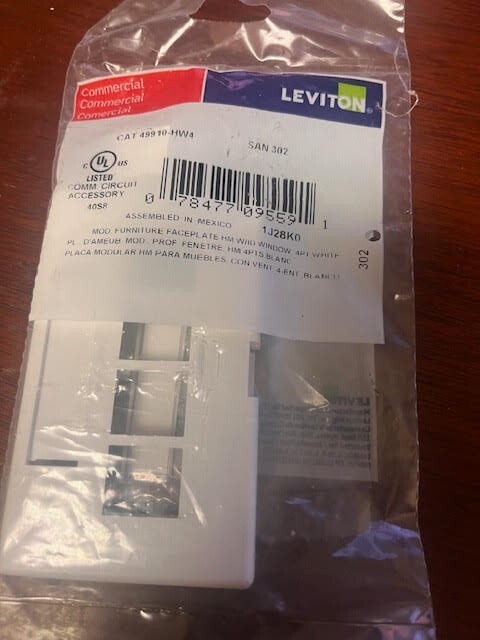 *NEW* Leviton 49910-HW4, 4-Port, White, Includes 1 Blank Insert