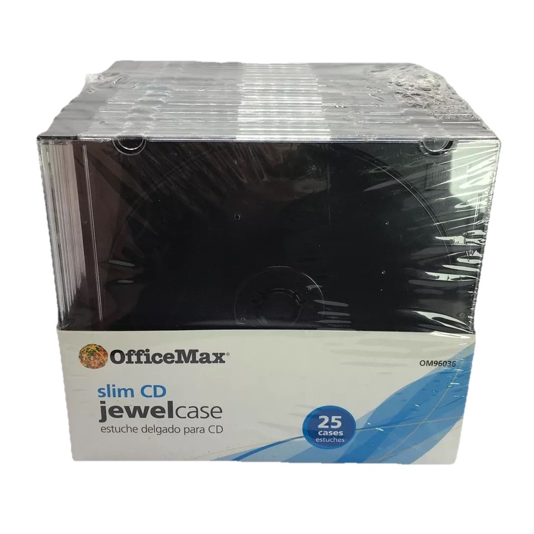 Slim CD Jewel Case 25 Pack Office Max Brand New For CD, DVD Or Blu-ray