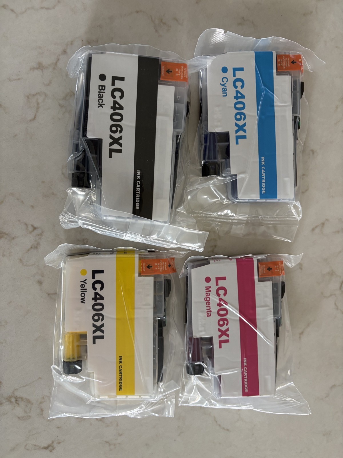 LC406XL Brother Replacement Ink Cart. CMYK - 1 Cyan, 1 Magenta, 1 Yellow, 1 Blk