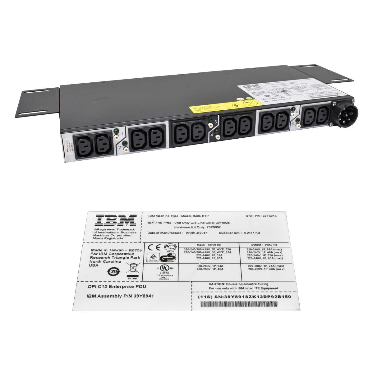 IBM DPI C13 Enterprise PDU 9306-RTP 39Y8941 39Y8918 39Y8925