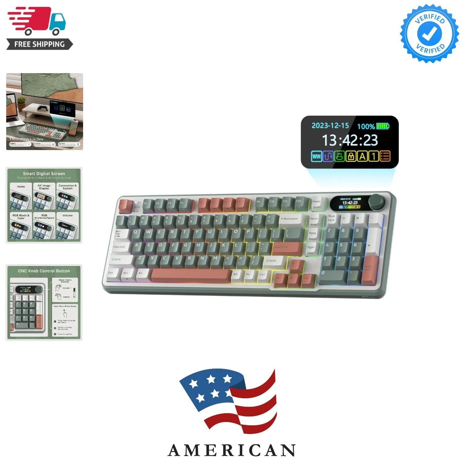 S98 Mechanical Keyboard w/Smart Display & Knob, Top Mount 96% Wireless Mechan...