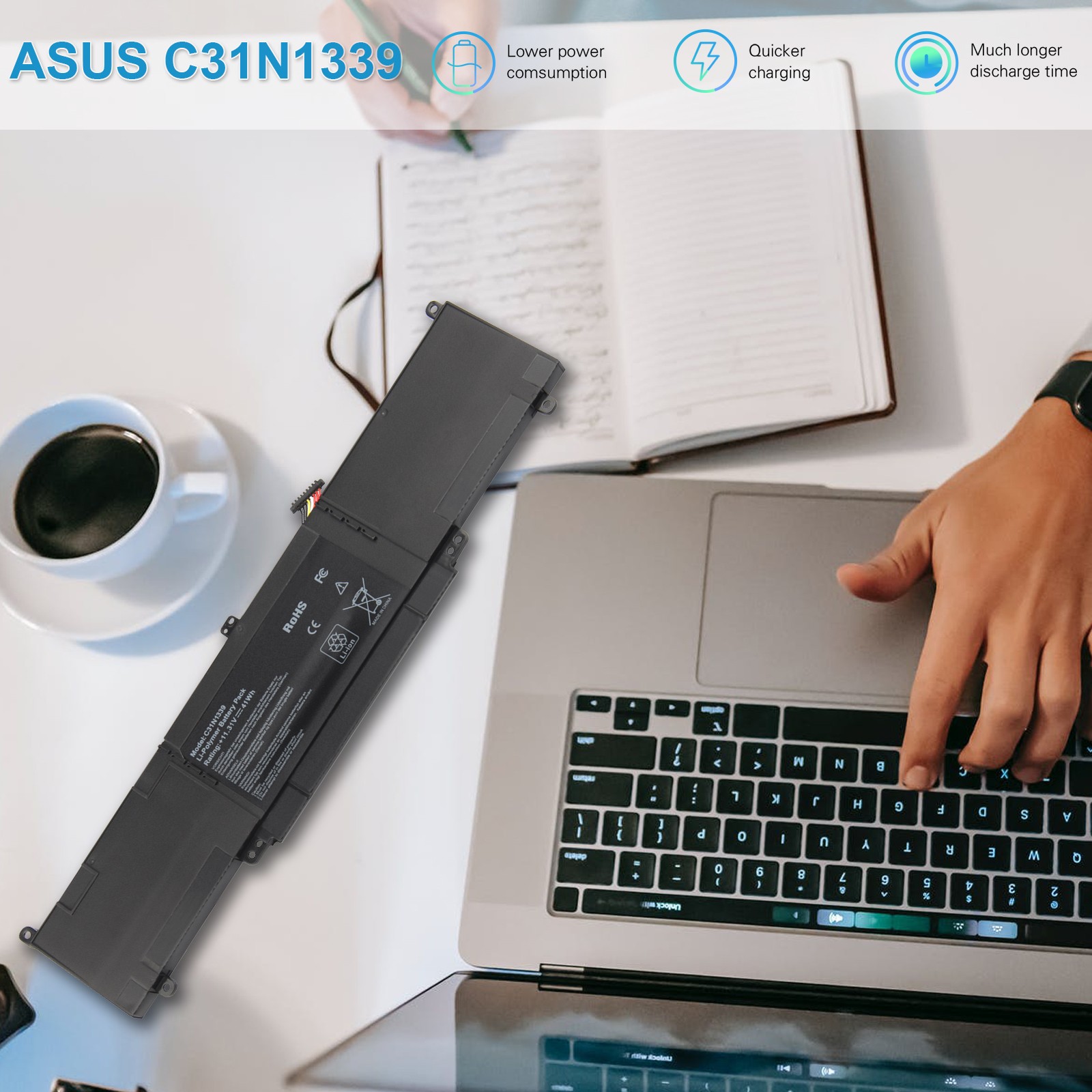 41Wh C31N1339 Battery For Asus UX303 UX303L UX303U UX303LA UX303LN Q302LA 6 Cell