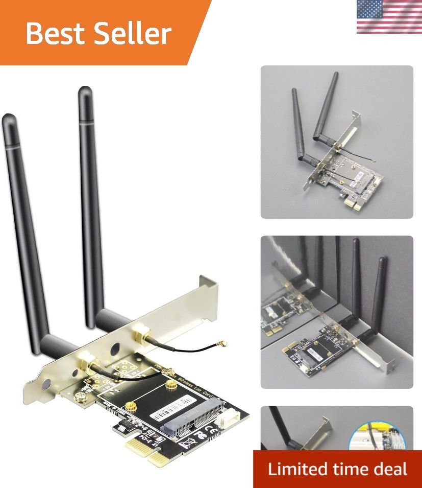 Versatile Mini PCIe to PCIe X1 Adapter: WiFi 4/5/6/6E & Bluetooth Connectivity