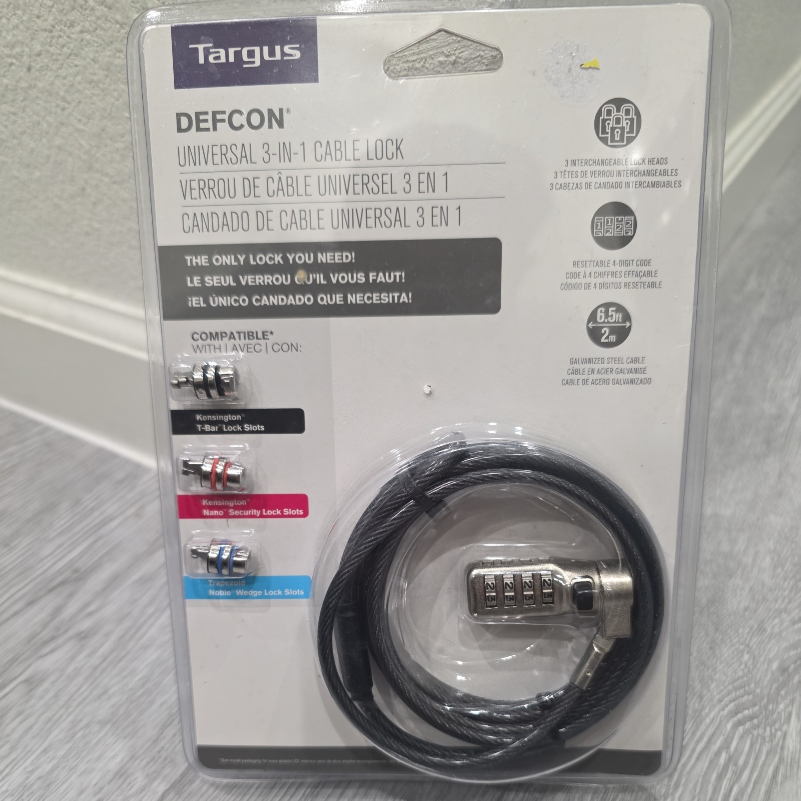 Targus DEFCON Universal 3-in-1 Cable LocK
