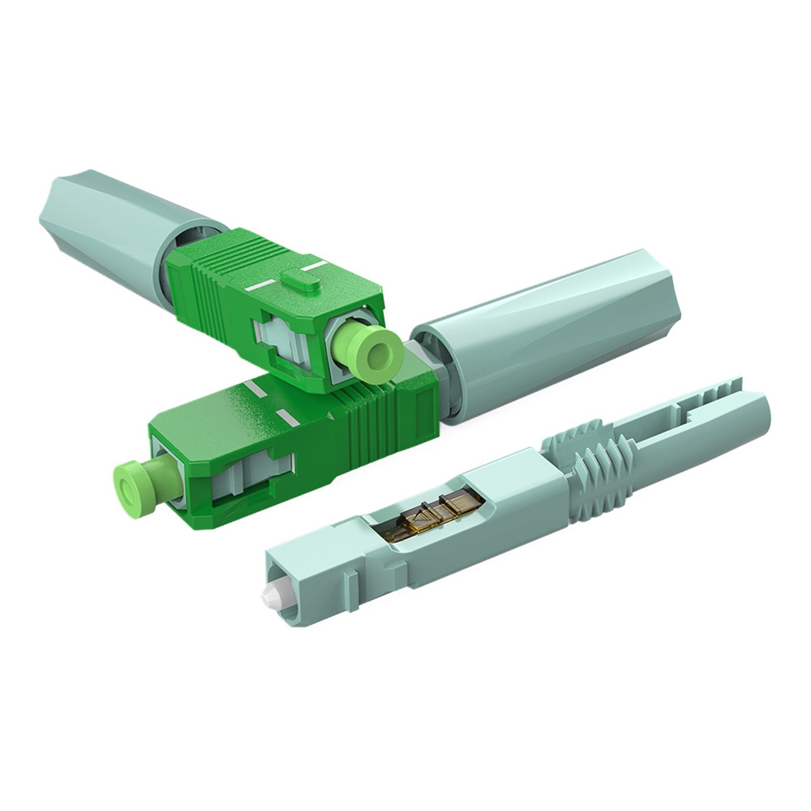 100 PCS Embedded Fiber Optic Fast Connector SC/UPC FTTH SM Adapter Tools