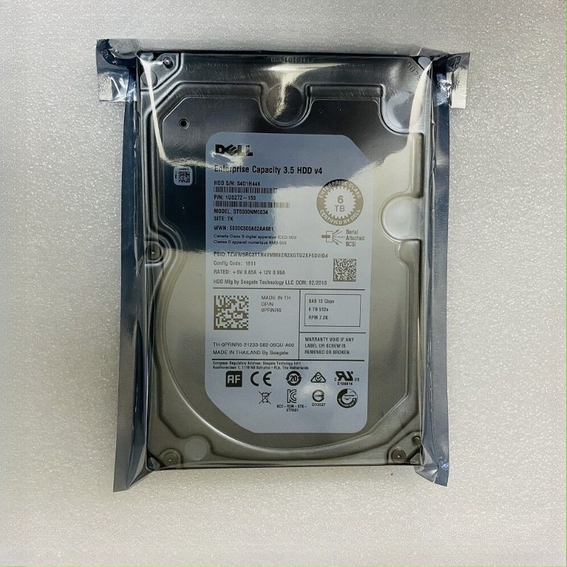 NEW Dell ST6000NM0034 PRNR6 NWCCG PowerEdge 6TB 7.2K SAS 12Gbps 3.5'' Hard Drive