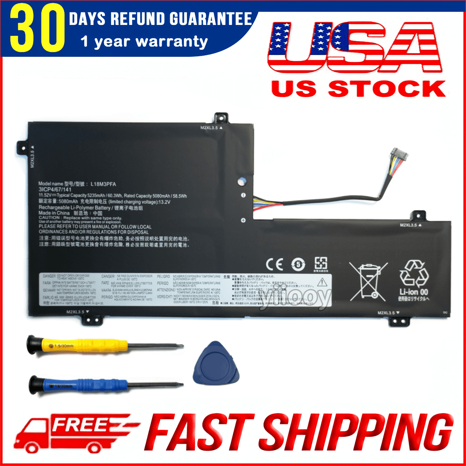 New OEM L18M3PFA L18D3PF2 Battery fit for Lenovo Yoga C740-15IML 5B10T83739