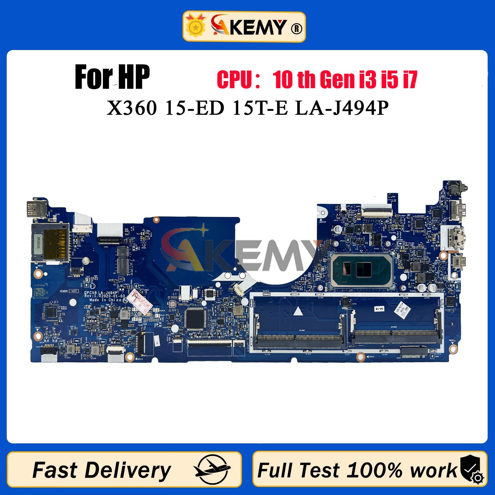 For HP Envy X360 15-ED LA-J494P Mainboard L93870-001 L93868-601 W/ i5 i7 Test OK