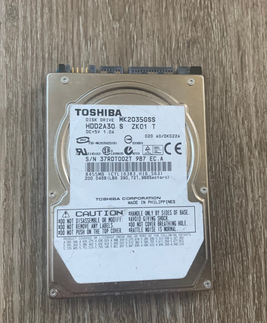 Toshiba MK2035GSS HDD2A30 200GB 2.5" 4200RPM SATA 8MB Internal Hard Disk Drive