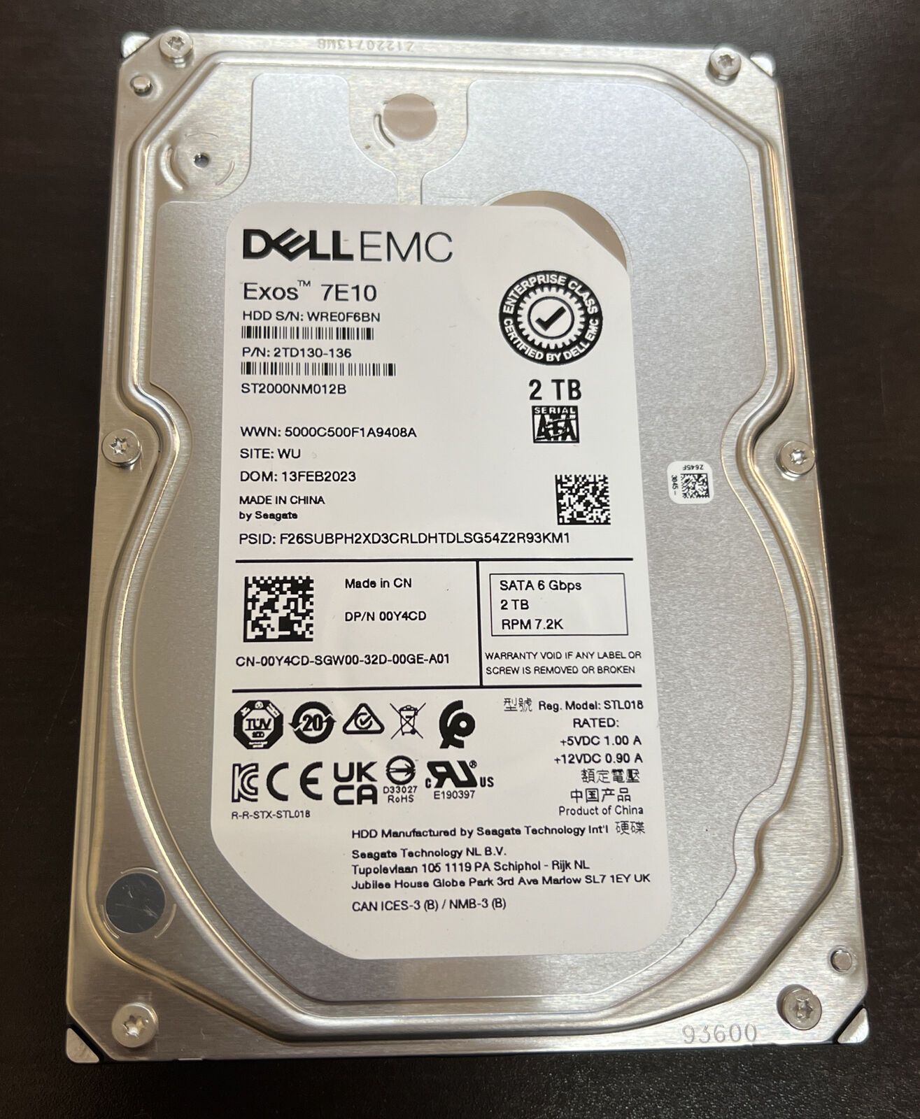Dell Emc Exos 7E10 2TB 7.2K SATA III 3.5 