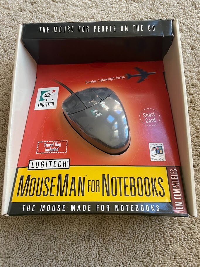 New Vintage 3 Button Logitech  Mouse PS/2 - Serial Connection
