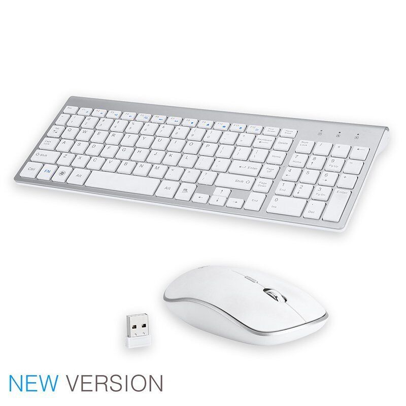 2.4G Wireless Keyboard Mouse Bundles For Apple iMac And PC Laptop Full Size Slim