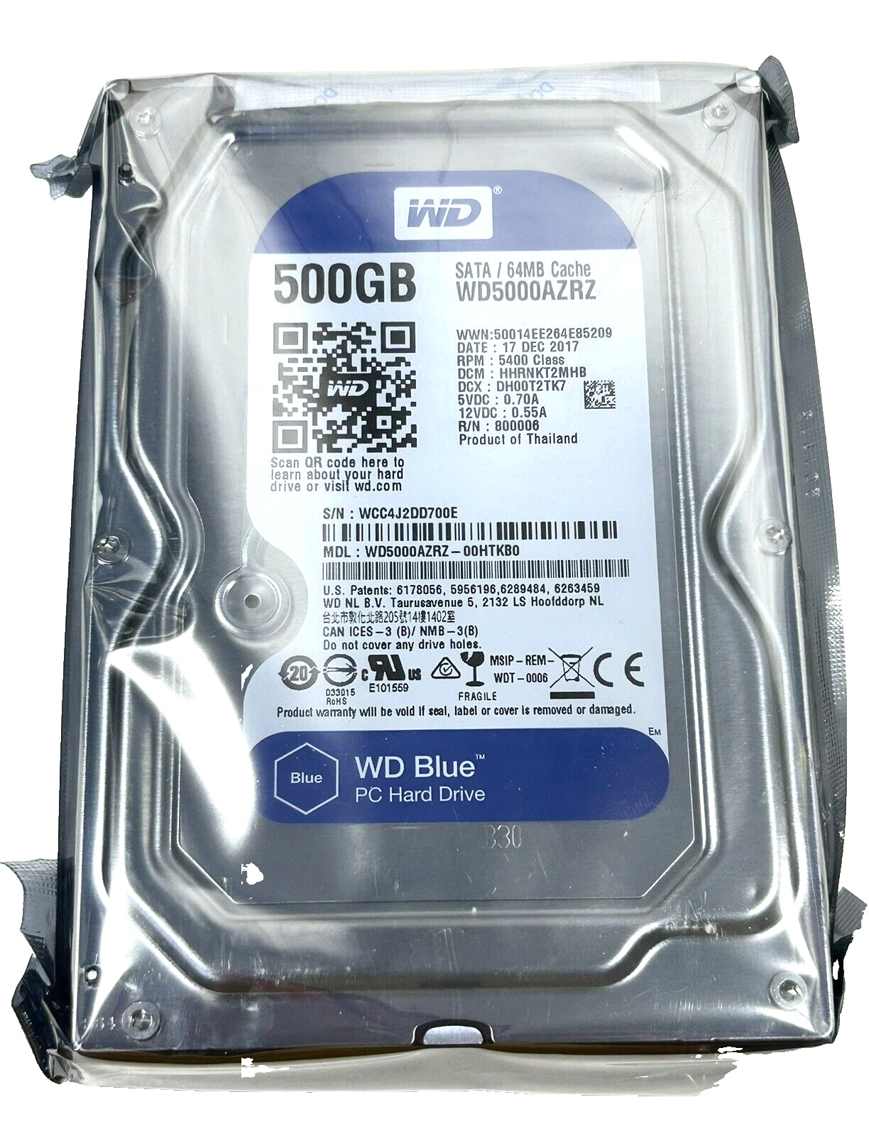 LOT OF 2 WD WD5000AZRZ Blue 500 GB 3.5-inch PC Hard Drive 500GB - NEW