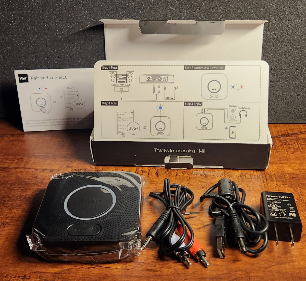 1Mii B06+ Bluetooth Receiver HiFi Wireless Audio Adapter 3D Sound Open Box