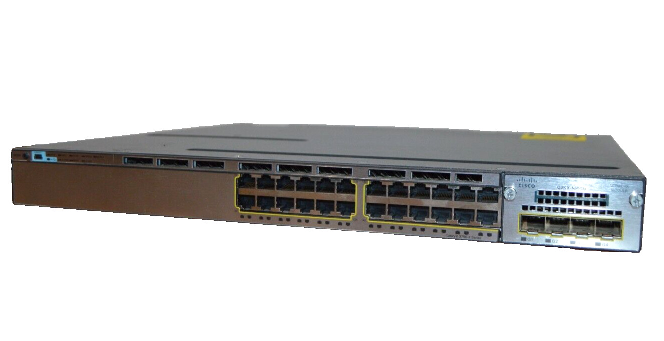 Cisco Catalyst WS-C3750X-24T-S 24-Port Switch w/ 2x Fans, 2x PSU, Network Module