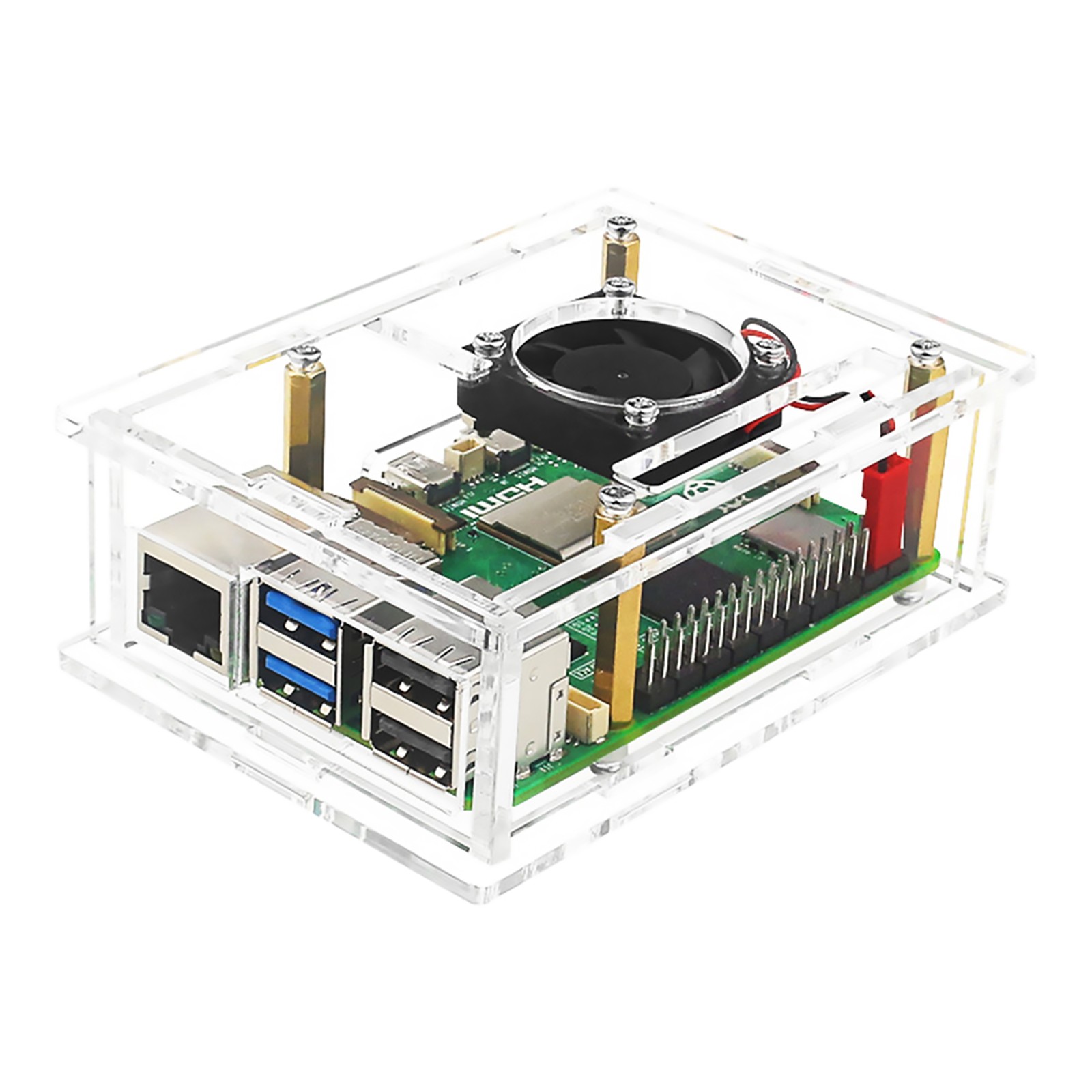 Acrylic Case For Raspberry Pi 5  Transparent Box  With Cooling Fan Heatsink