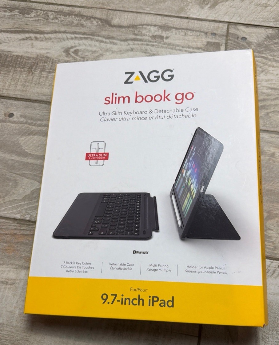 NEW ZAGG Slim Book Go Bluetooth Keyboard Case for Apple iPad 9.7” Black