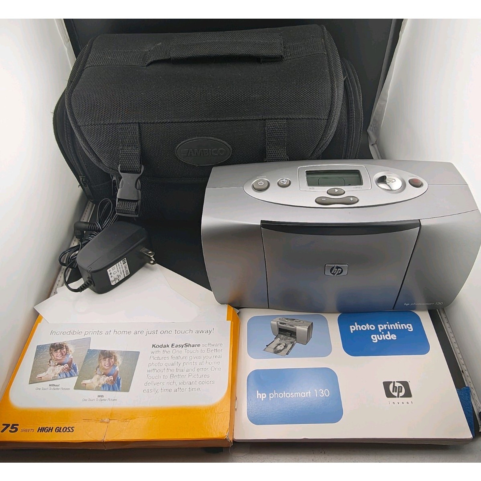 HP Photosmart 130 Compact Photo Printer Tested Working Bundle New Ink Cartridge