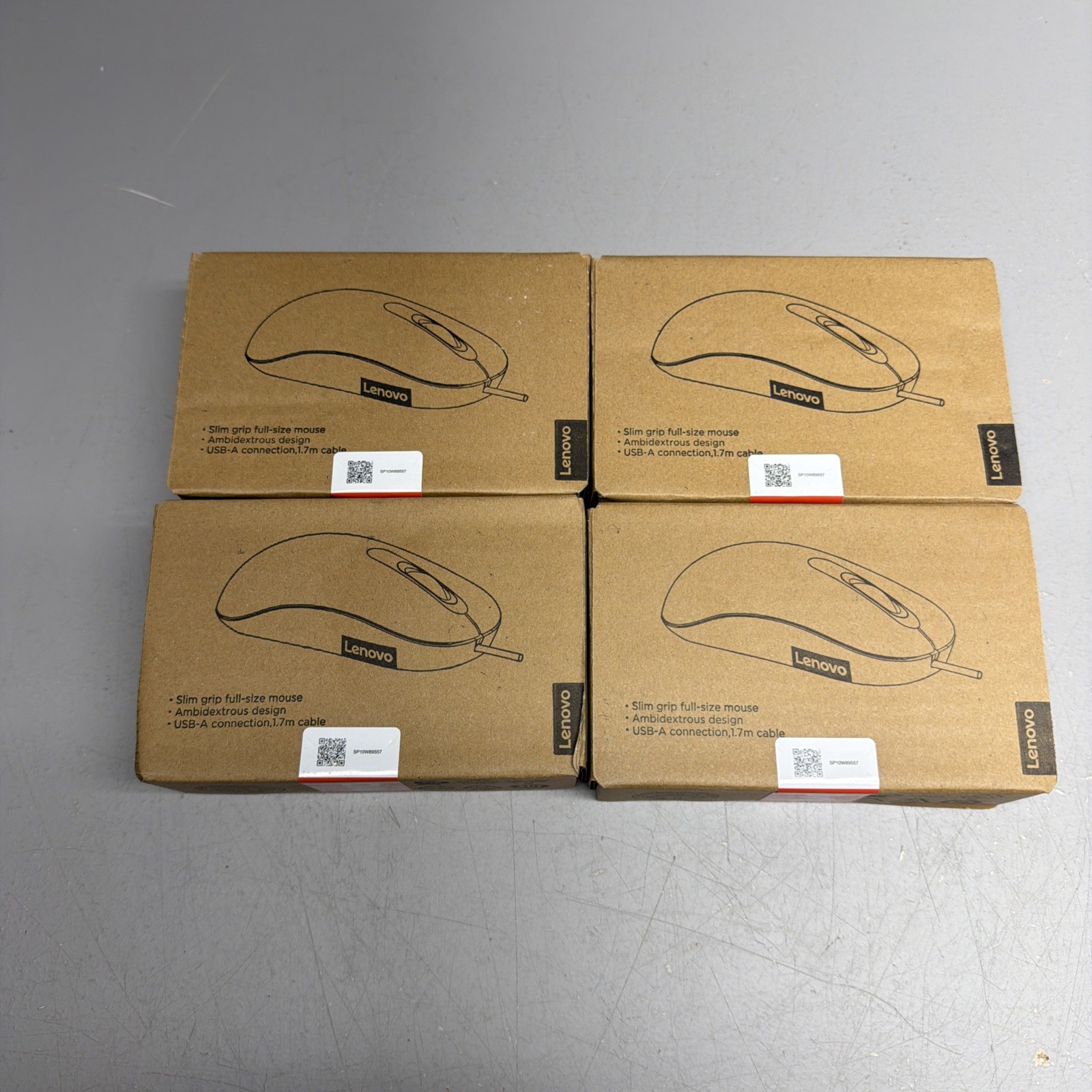 Lenovo 100 USB-A Wired Mouse Lot Of 4 New Sealed Box