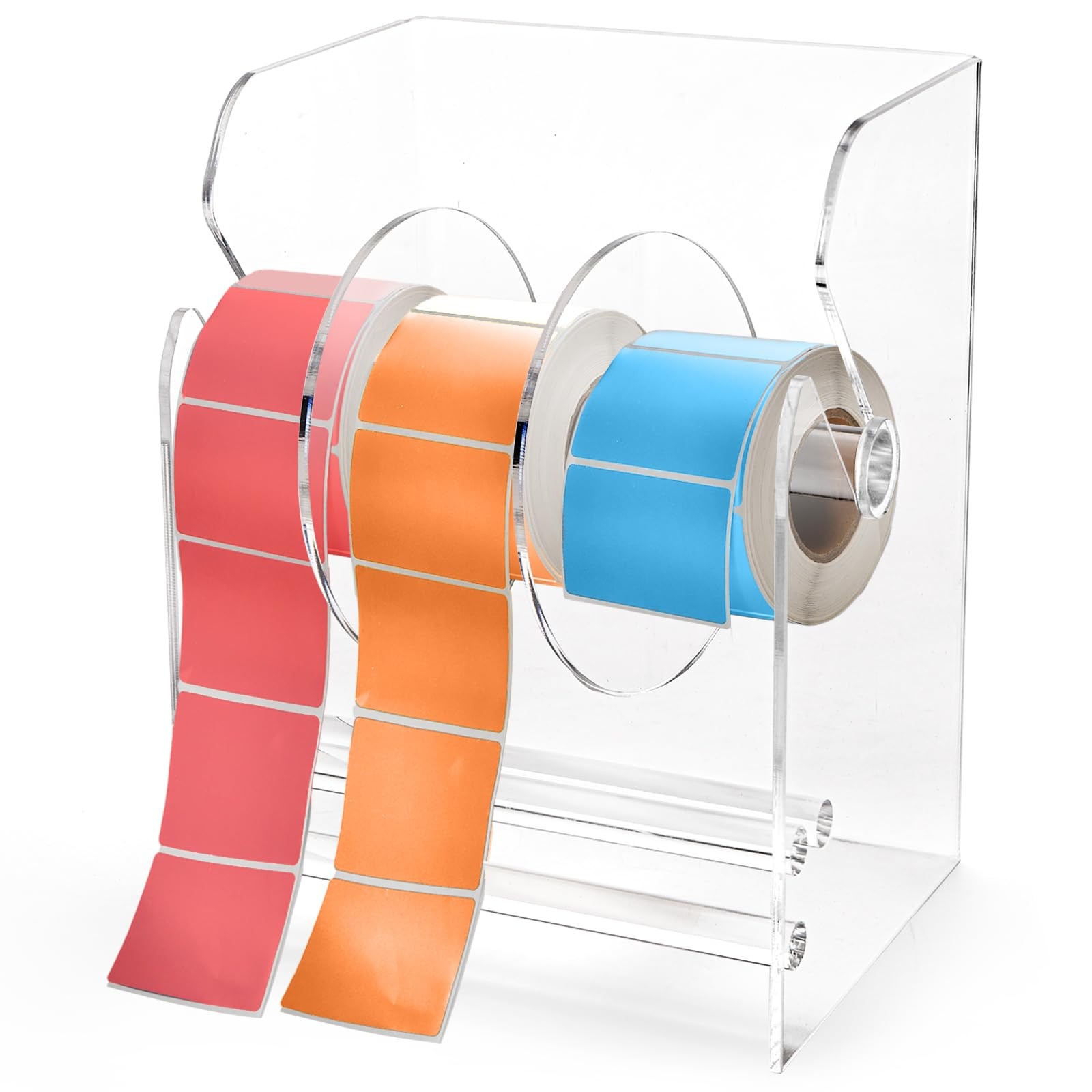 Adjustable Label Dispenser, 3 Disks Acrylic Label Dispenser Sticker Roll Hold