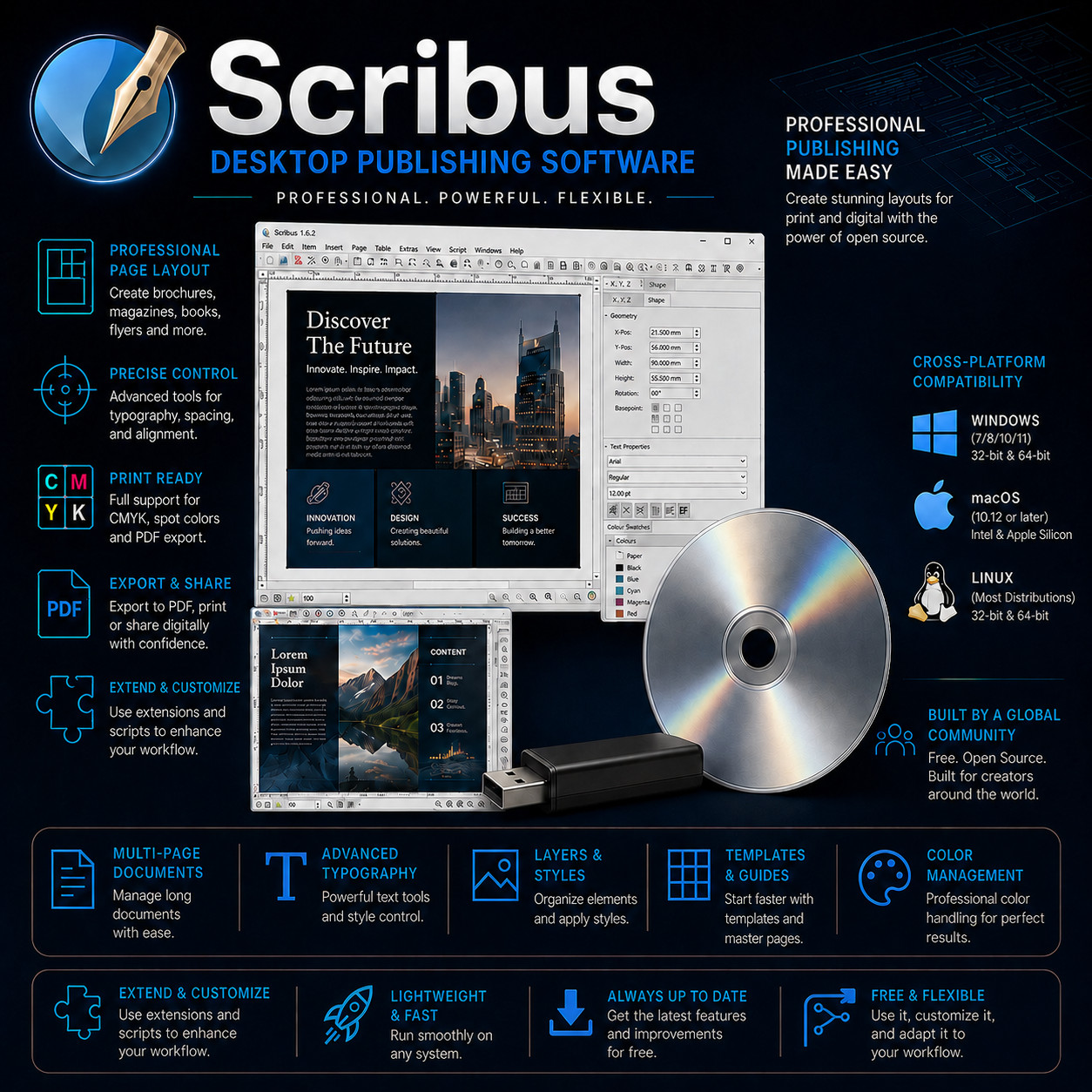 Scribus Publisher Professional Publishing Print Design | USB & CD | LATEST