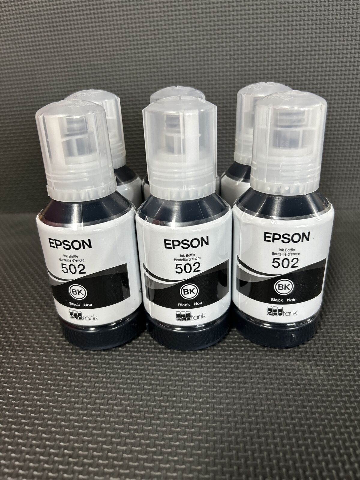 (6)Epson Ecotank 502 Black Ink Bottle Exp: 2027/2028 Genuine for Printer 80%